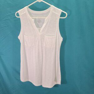 White Sonoma Sleeveless V-Neck Top With Pockets Medium Size
